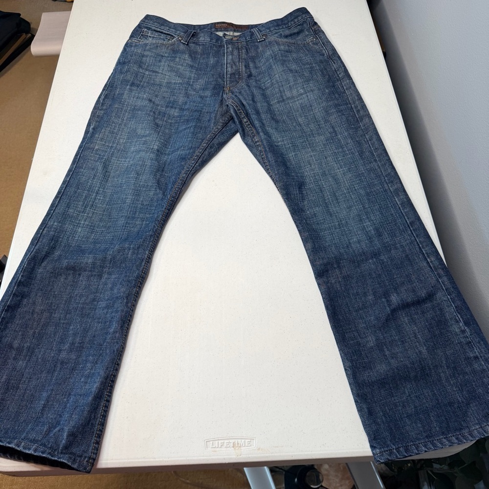 Perry Ellis Premium Denim Button Fly Jeans Mens 33x30 Blue Indigo Straight